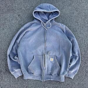 Carhartt Zip Up Chill Cotton Faded Gray Tonal Hoodie Large